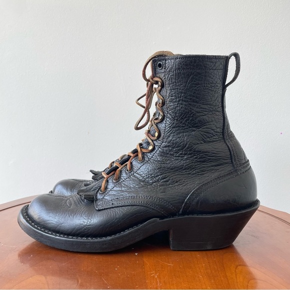 Nick’s Handmade Black Leather Lacer Kiltie Cowboy Boots | US 11.5 - Picture 4 of 9